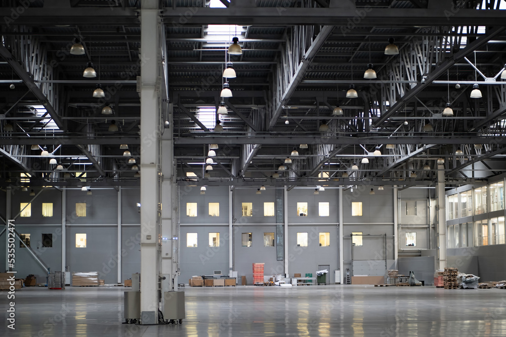 Large warehouse building. Two-story warehouse building without shelving ...