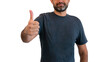© REC Stock Footage - Mockup of blank T-shirt men. Happy male guy showing thumbs up and smiling.