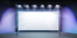 Projection screen in the cinema. Show on the stage. Free space for advertising. Graphic elements for the design. Vector illustration.