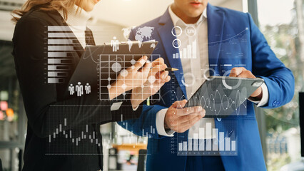 Wall Mural - financial report data of business operations balance sheet and income statement and diagram as finte
