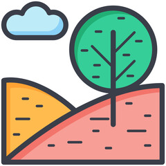 Sticker - Hilly Scenery Vector Icon