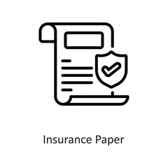 Insurance Paper Outline Vector Icon Design illustration on White background. EPS 10 File