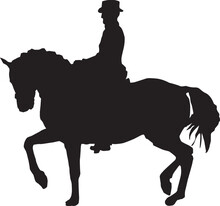 Vector Of A Man Riding A Horse Black And White Image