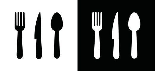 Wall Mural - Fork, knife, and spoon icon vector. Cutlery sign symbol silhouette