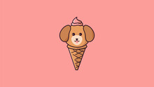 Cute Ice Cream Puppy Dog Cartoon Mascot