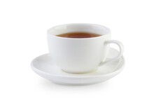 White Cup With Coffee Isolated
