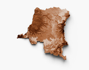 Map of Congo in old style, brown graphics in a retro style Vintage Style. High detailed 3d illustration