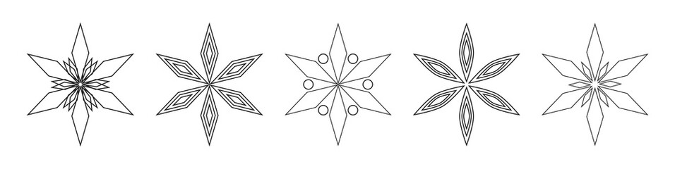 Wall Mural - christmas snowflakes stars line icons.
