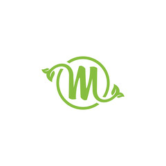 Wall Mural - Letter m leaf logo design vector. initial letter m with leaf