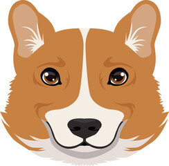 Canvas Print - Corgi face icon. Cute cartoon dog head