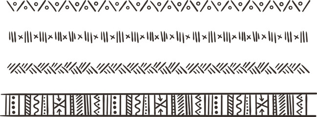 Wall Mural - decorative pattern line set. tribal ornament border