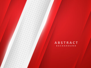 Wall Mural - 3d red paper cut abstract background with white glitter lines and dots