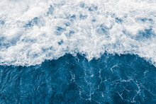 Dark Blue Sea Ocean Wave And  Liquid White Foam
