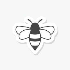 Sticker - Cute bee flat icon sticker isolated on white background