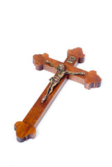 Wall Mural - Catholic wooden crucifx isolated