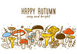 Cute cartoon mushrooms horizontal border for Your autumn design