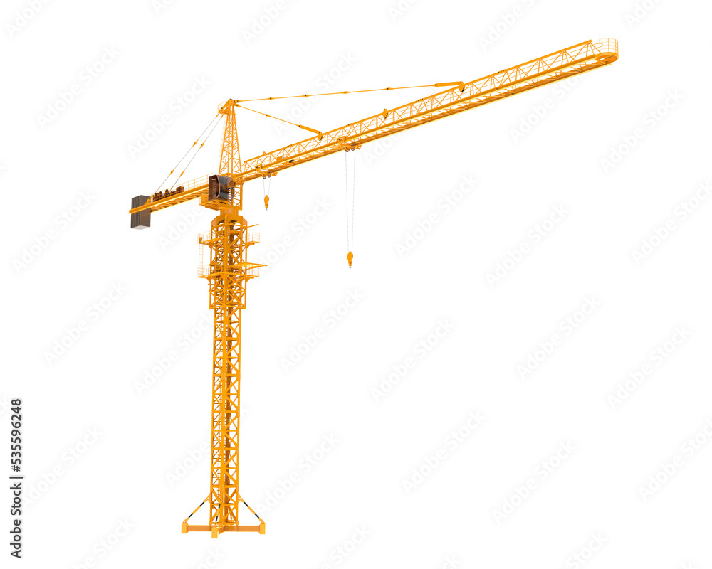 Construction crane on transparent background. 3d rendering ...