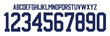 © Ozymandias1927 - font vector team 2022 kit sport style font. football style font with lines. United States font world cup.sports style letters and numbers for soccer team