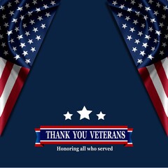 Wall Mural - Happy Veterans Day with American flag	
