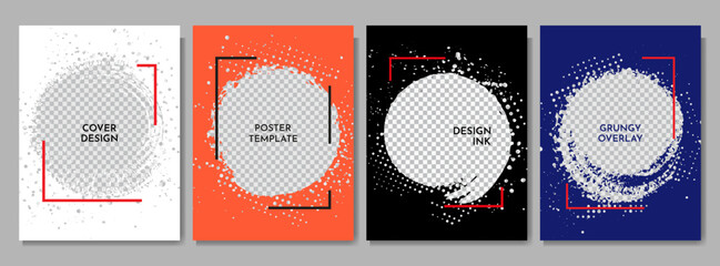 Wall Mural - vector grunge overlay. hand drawn abstract frame set. ink brush strokes mess. design for flyer, post