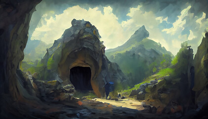 Abstract mountain cave entrance. Can be used as wallpaper or background