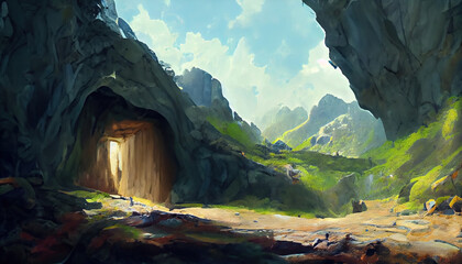 Abstract mountain cave entrance. Can be used as wallpaper or background