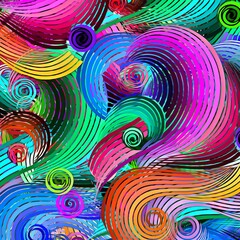 Wall Mural - abstract illustration art color psychedelic fractal wavy spiral lines organic forms on the subject of abstraction, imagination and art