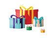© Alena  - Colorful gift boxes with bows on white background