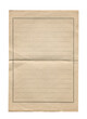 old vintage aged brown page paper with notebook writing lines isolated on white