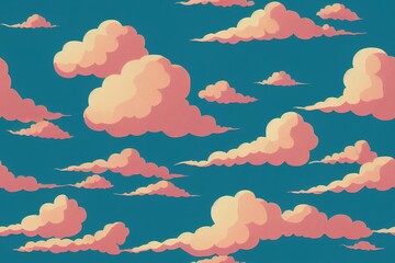 Wall Mural - white clouds in the blue sky seamless pattern wallpaper design