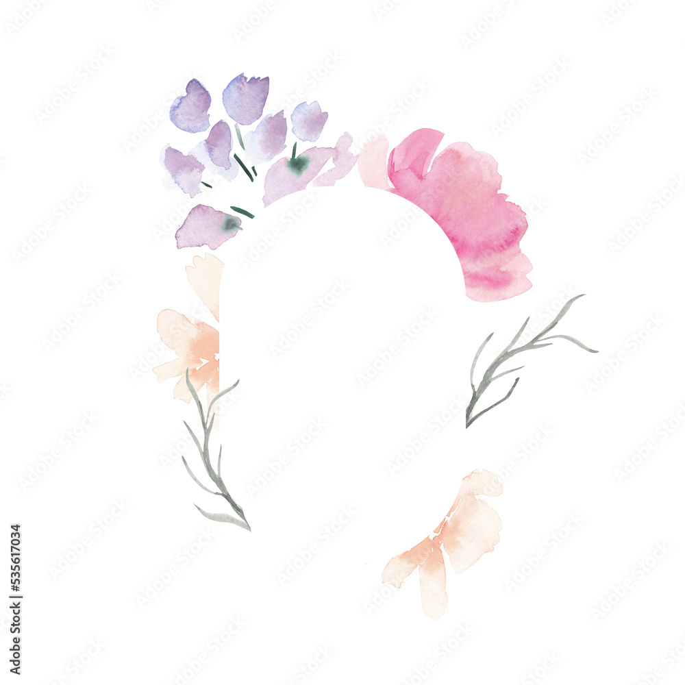 Pastel pink floral border in loose watercolor style with peony, daisies and  hyacinth. Flower frame isolated on white background, banner, wedding  invitation, greeting card, bridal shower, baby shower Stock Illustration |  Adobe, image size:1000x1000