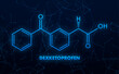 Dexketoprofen concept chemical formula icon label, text font vector illustration