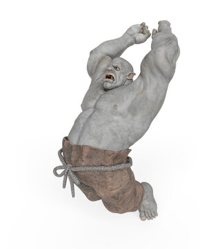 ogre beasty in fight pose on side view
