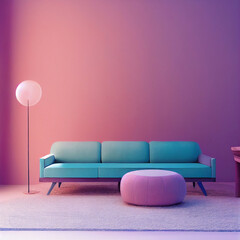 Sticker - minimalist living room interior in pink tones