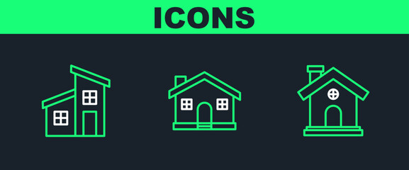 Sticker - Set line House, and icon. Vector