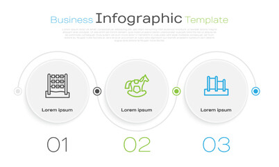 Canvas Print - Set line Tic tac toe game, Horse in saddle swing and Horizontal bar. Business infographic template. Vector