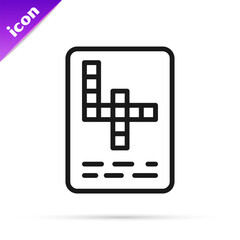 Sticker - Black line Crossword icon isolated on white background. Vector