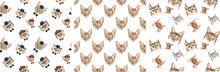 Watercolor Cat Pattern, Cute Fabric Design For Kids, Native American Costume, White Background Seanpless Pattern, Scrapbooking,wallpaper,wrapping, Gift,paper, For Clothes, Children Textile,digital 