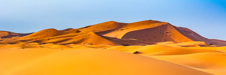  Amazing view of sand dunes in the Sahara Desert. Location: Sahara Desert, Merzouga, Morocco. Artistic picture. Beauty world. Travel concept.