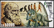 Celebration of Charles Darwin and the evolution on stamp