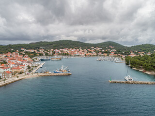 Wall Mural - Croati - Amazing Kukljica town on the Ugljan island from drone view