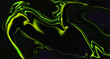 Fluid neon green wave on black background. Abstract liquid line. Glitch Art trippy digital screen. Celebration Backdrop. Royal banner. Template. Luxury texture. AR. VR. Metaverse card. Carbon emission