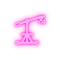 Wall Mural - Video production camera crane neon icon