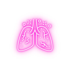 Wall Mural - Lung cancer illness neon icon