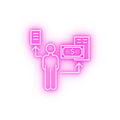 Sticker - Document man business money neon icon