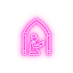 Wall Mural - Islam islamic pray 2 colored line neon icon