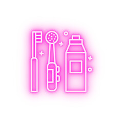 Canvas Print - Electric toothbrush dental medical neon icon