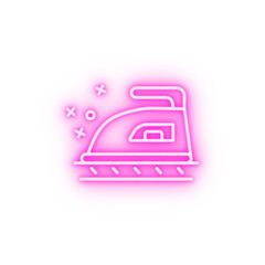 Sticker - Textile iron laundry neon icon