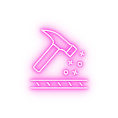 Sticker - Durable textile hammer neon icon