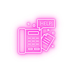 Poster - Document phone help call neon icon